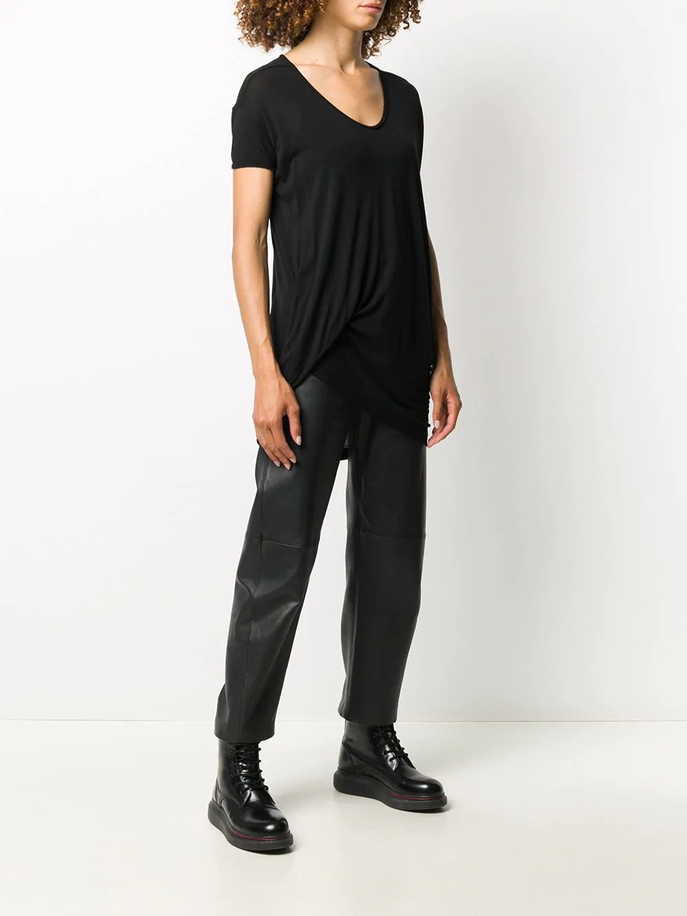 short sleeve draped T-shirt - 3