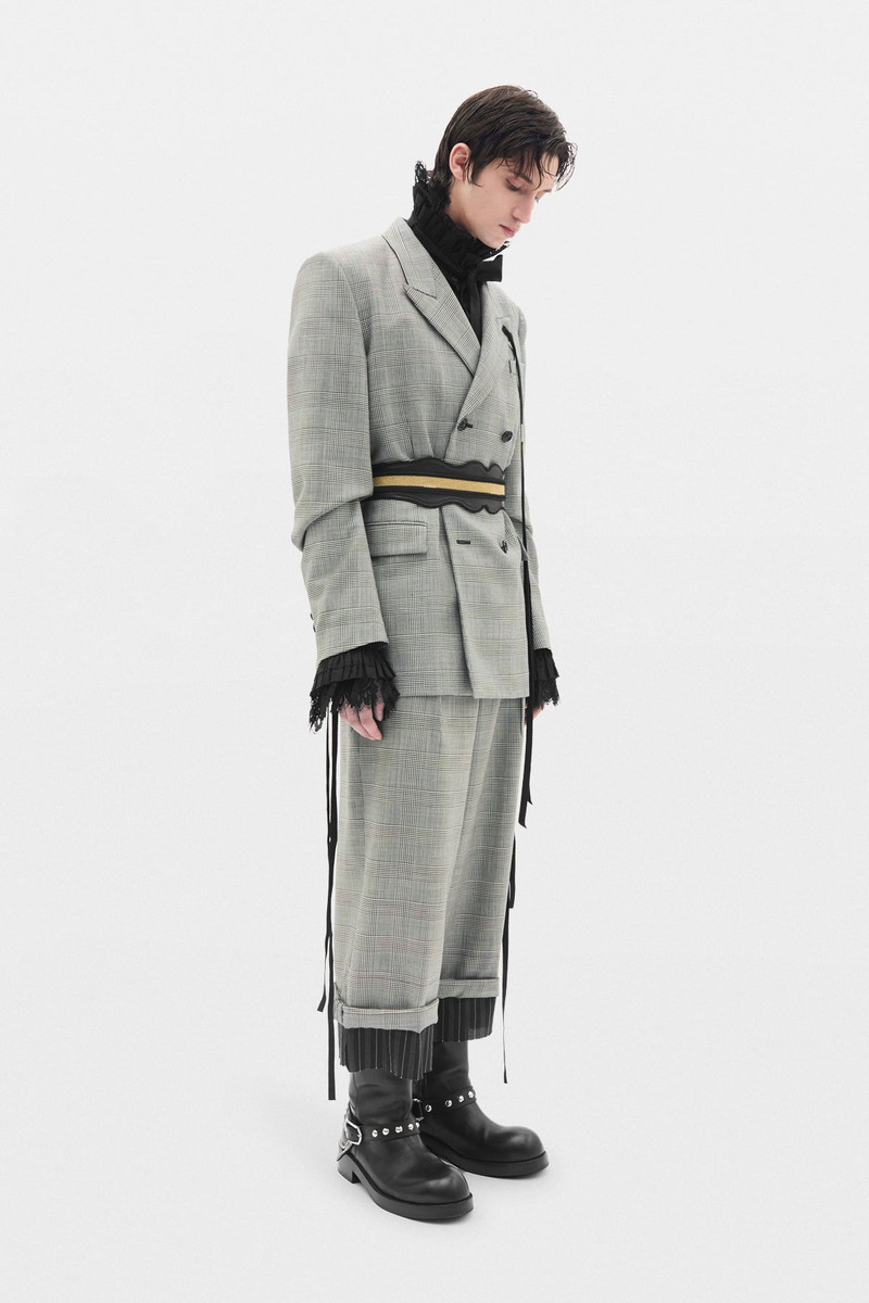 HaroldWide Leg Cropped Trousers with Edge Lining Border 4