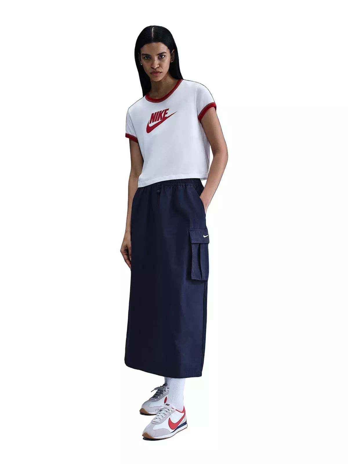 Women's Sportswear Loose Cargo Skirt -Navy - 5