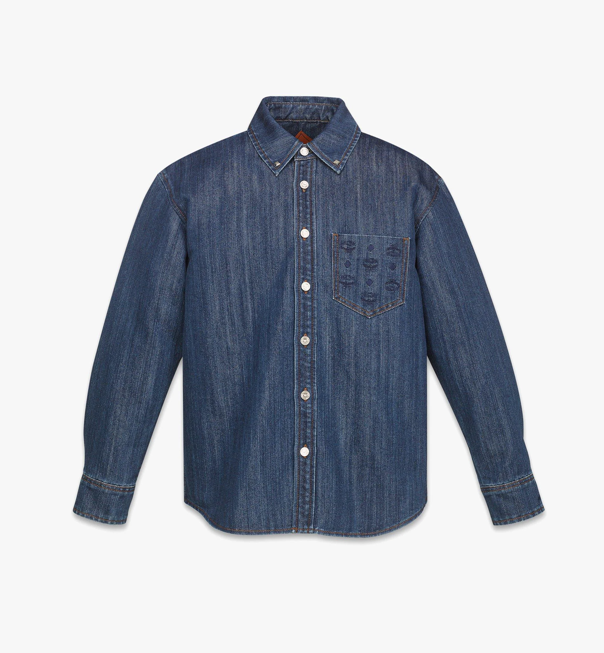 Monogram Pocket Shirt in Lurex Denim - 1