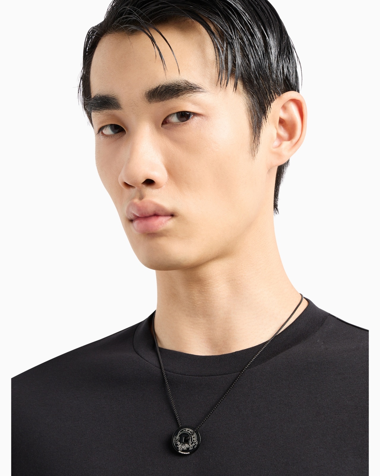 BLACK STAINLESS STEEL PENDANT NECKLACE - 4