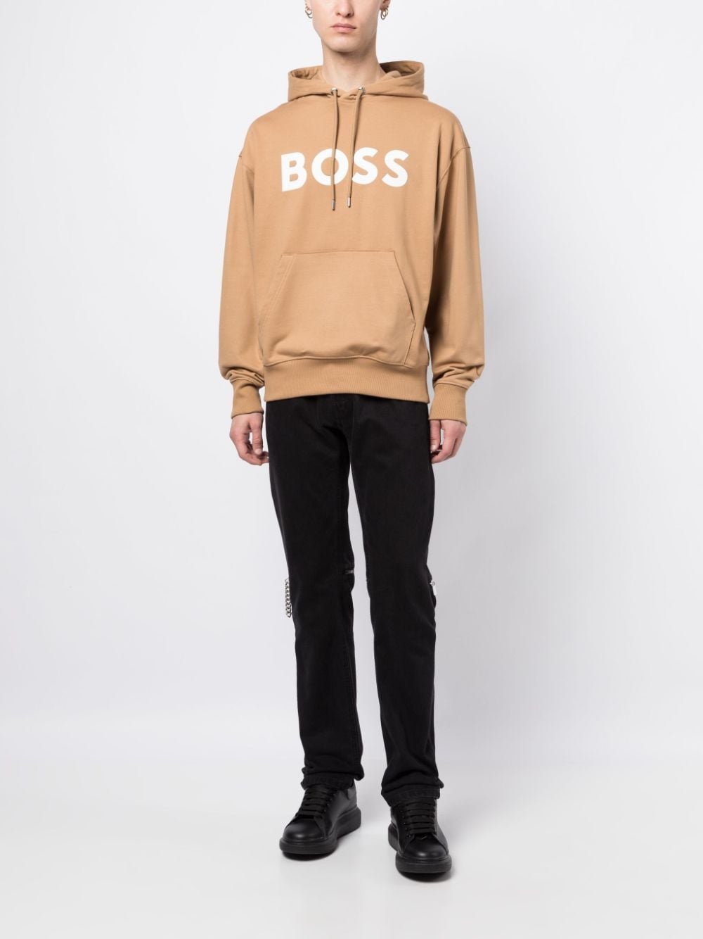 logo-print cotton hoodie - 2