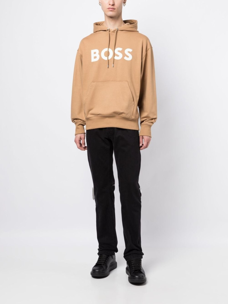 BOSS logo-print cotton hoodie outlook