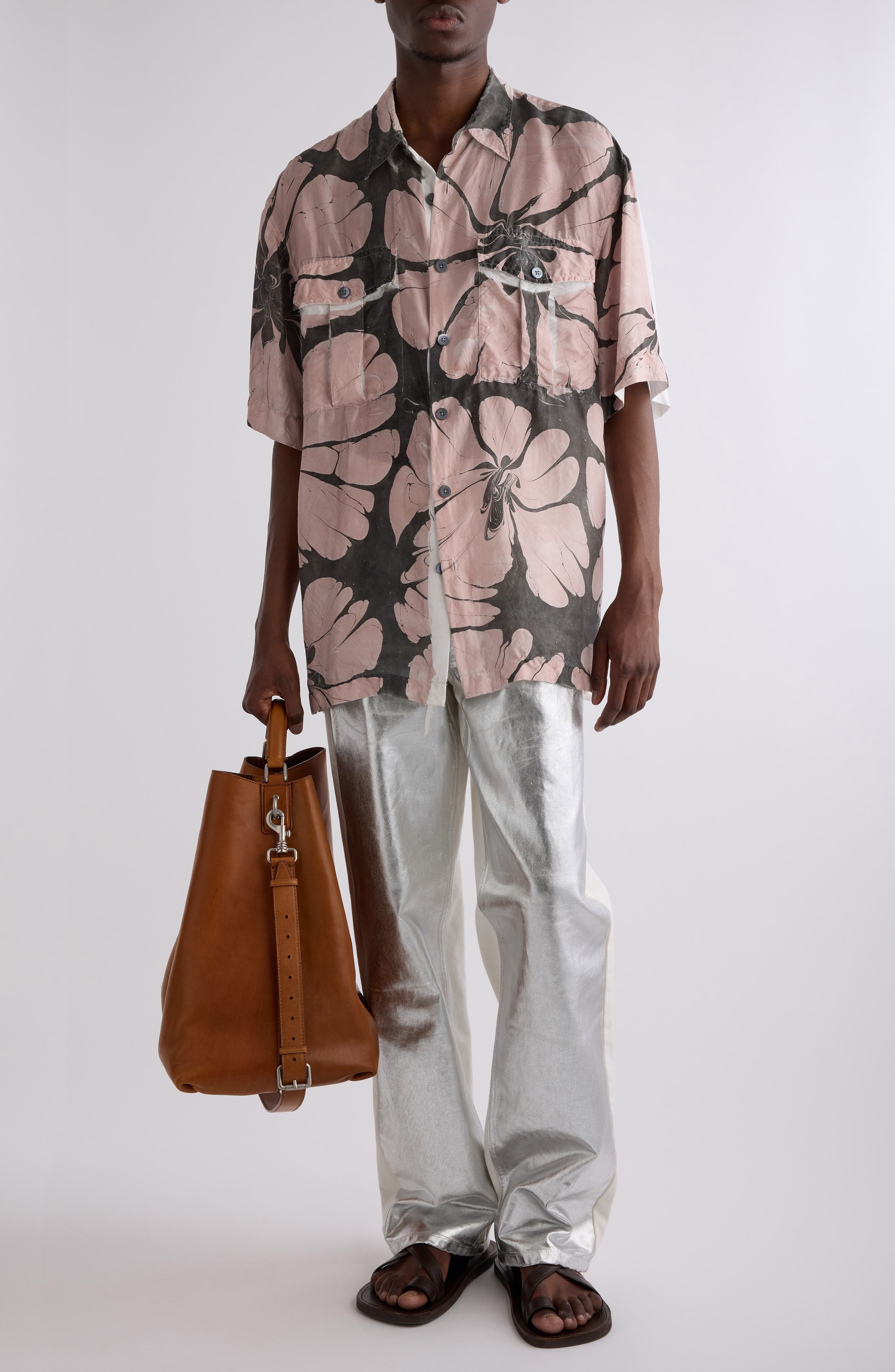 Dries Van Noten Cass Floral Silk Button-Up Shirt in Dessin A at Nordstrom - 2