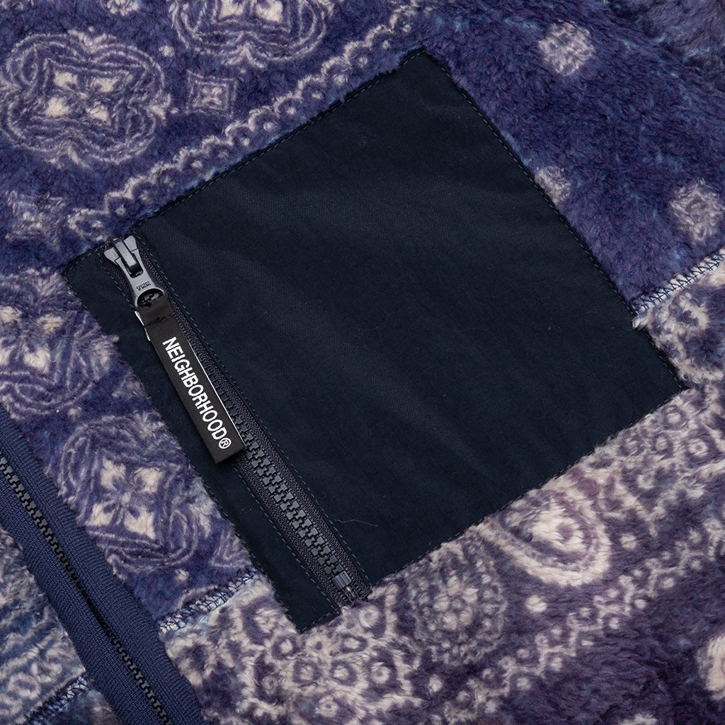 BANDANA PATTERN FLEECE JACKET - NAVY - 3