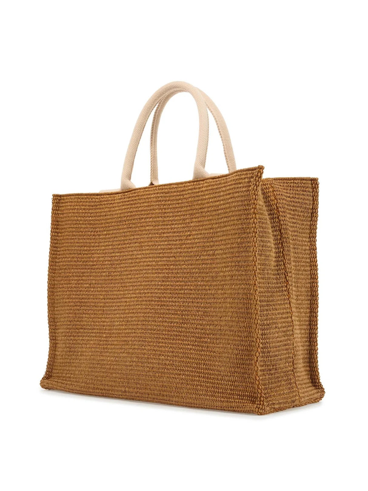Brown Raffia Effect Large Tote Bag - 3