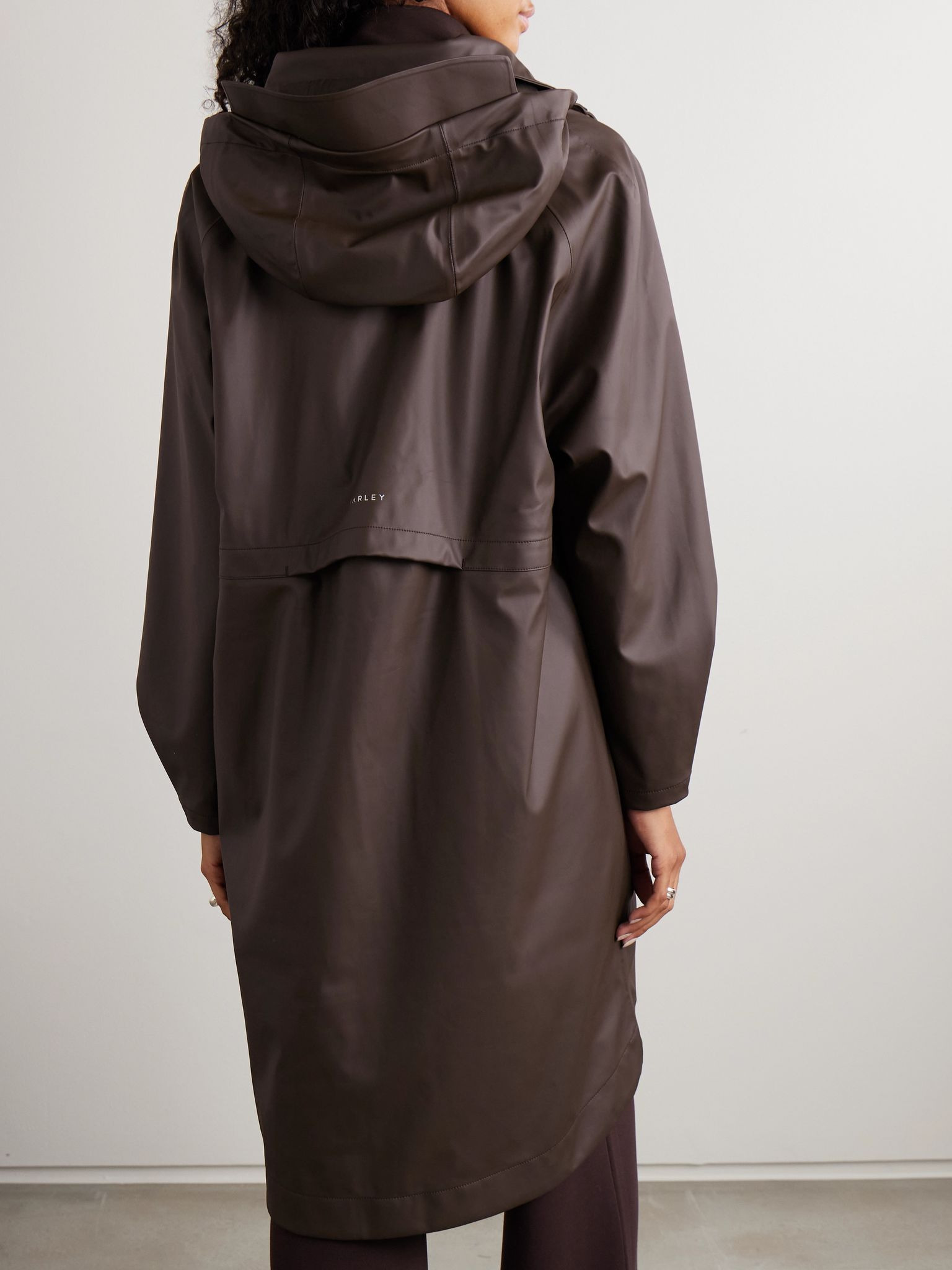 Kirsten hooded paneled coated-shell jacket Brown - 4
