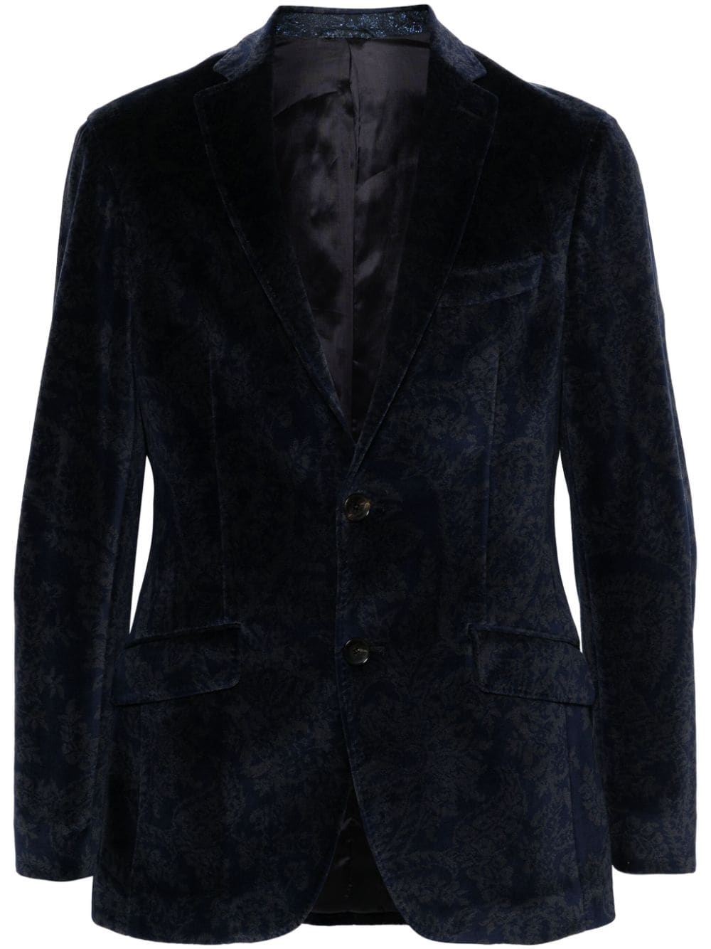 paisley-print velvet blazer - 1