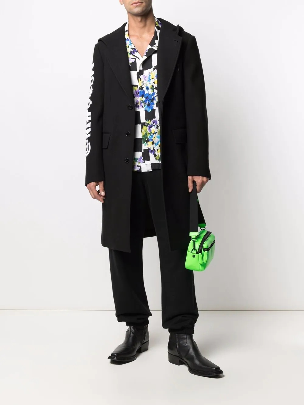 logo-print technical coat - 2