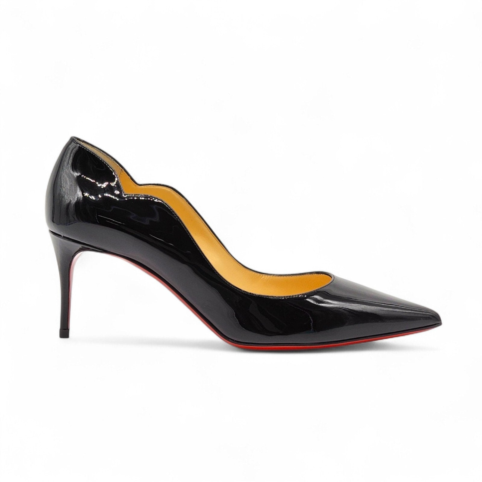 Christian Louboutin Hot Chick Patent Leather Kitten Heel Pumps Black - 3