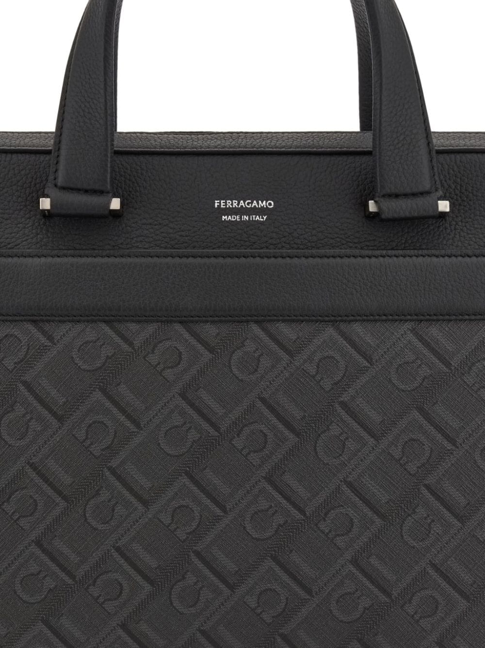 logo-stamp leather briefcase - 6