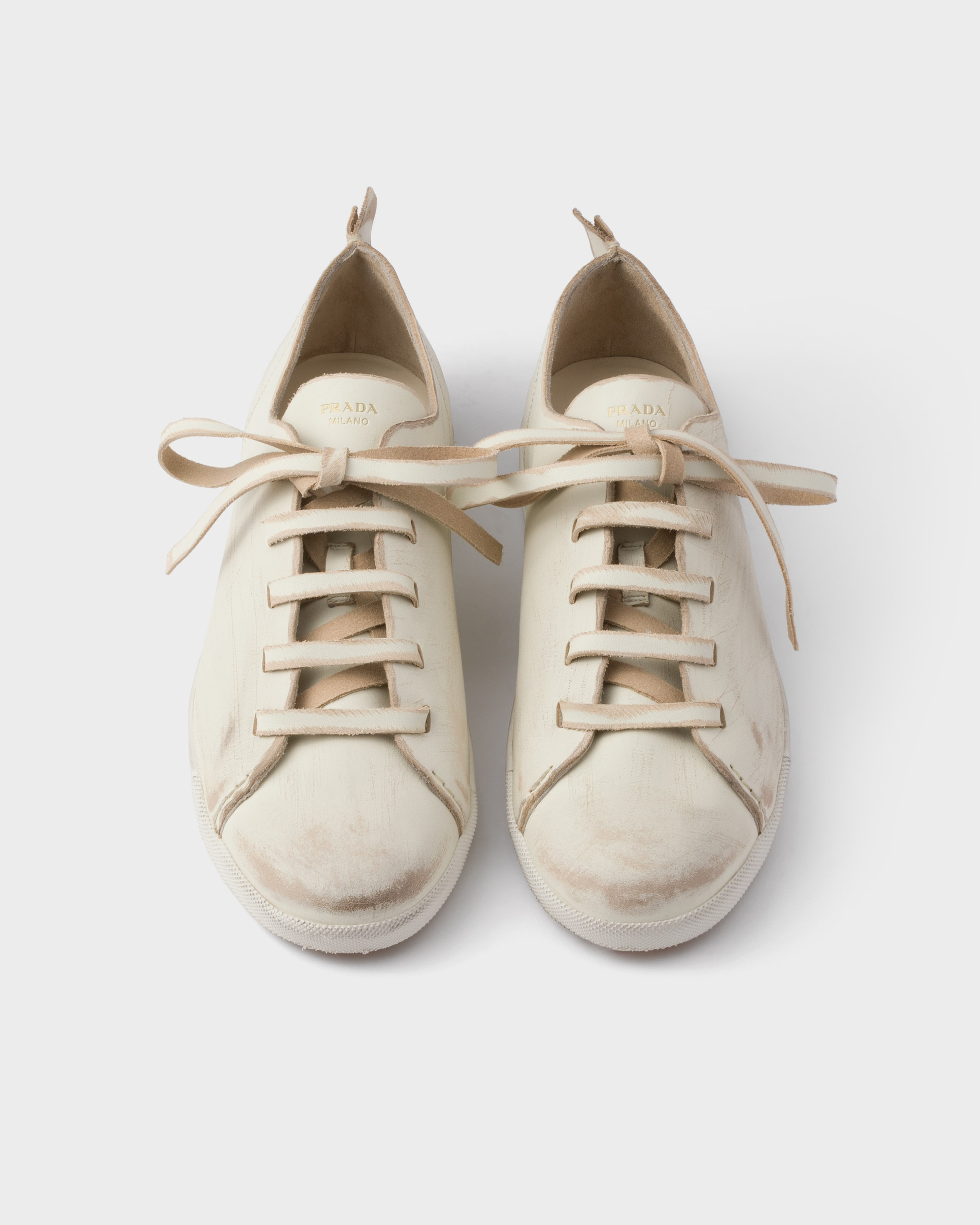 Antiqued leather sneakers - 3