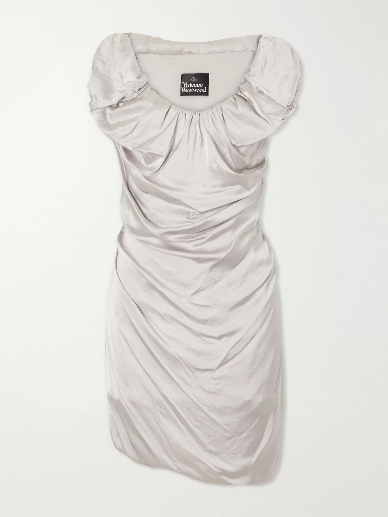Ginnie Gathered Satin Mini Dress - 1