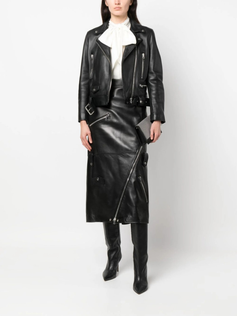 Alexander McQueen high-waisted polished-finish skirt outlook