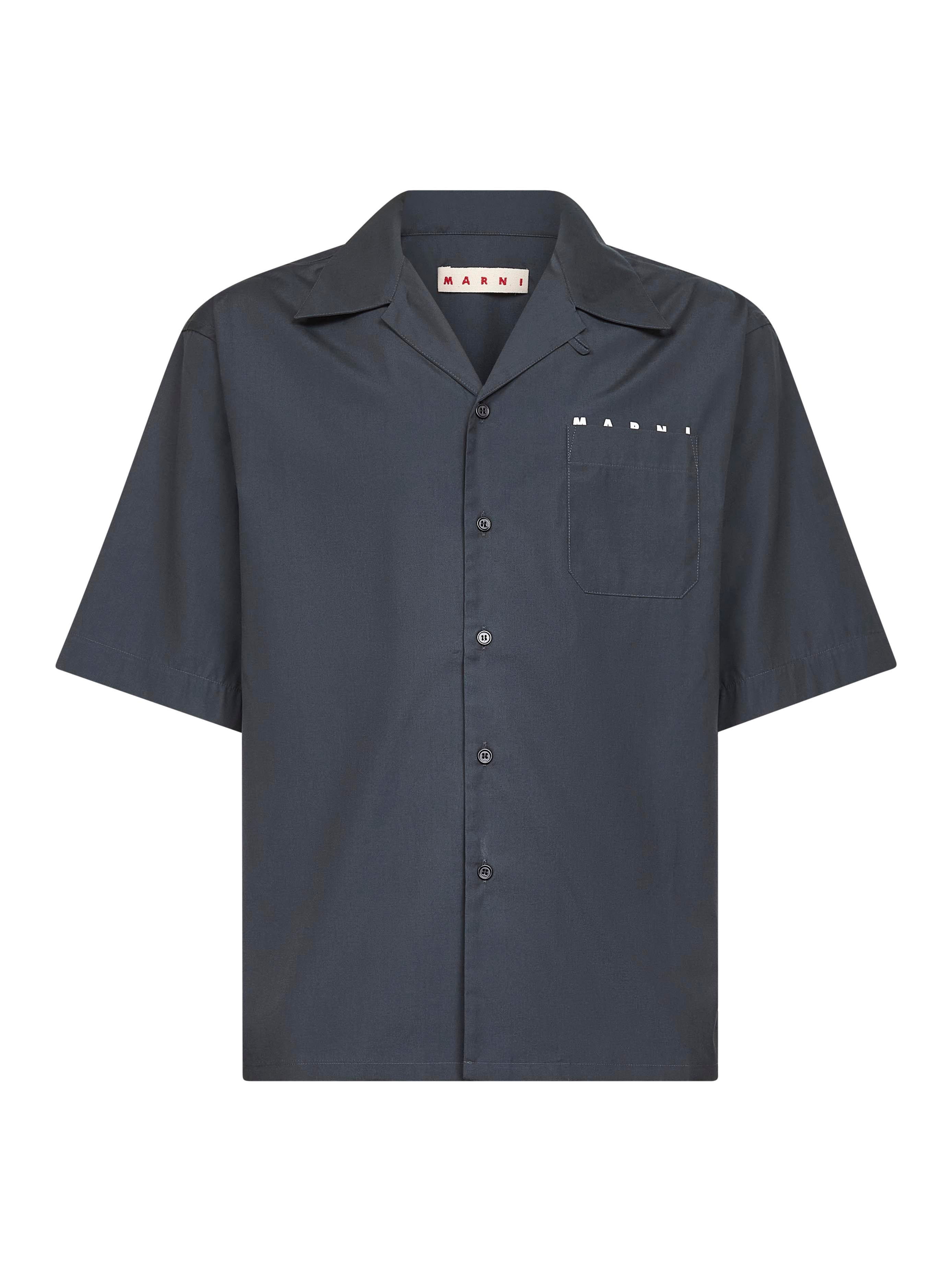 Grey organic poplin bowling shirt - 1