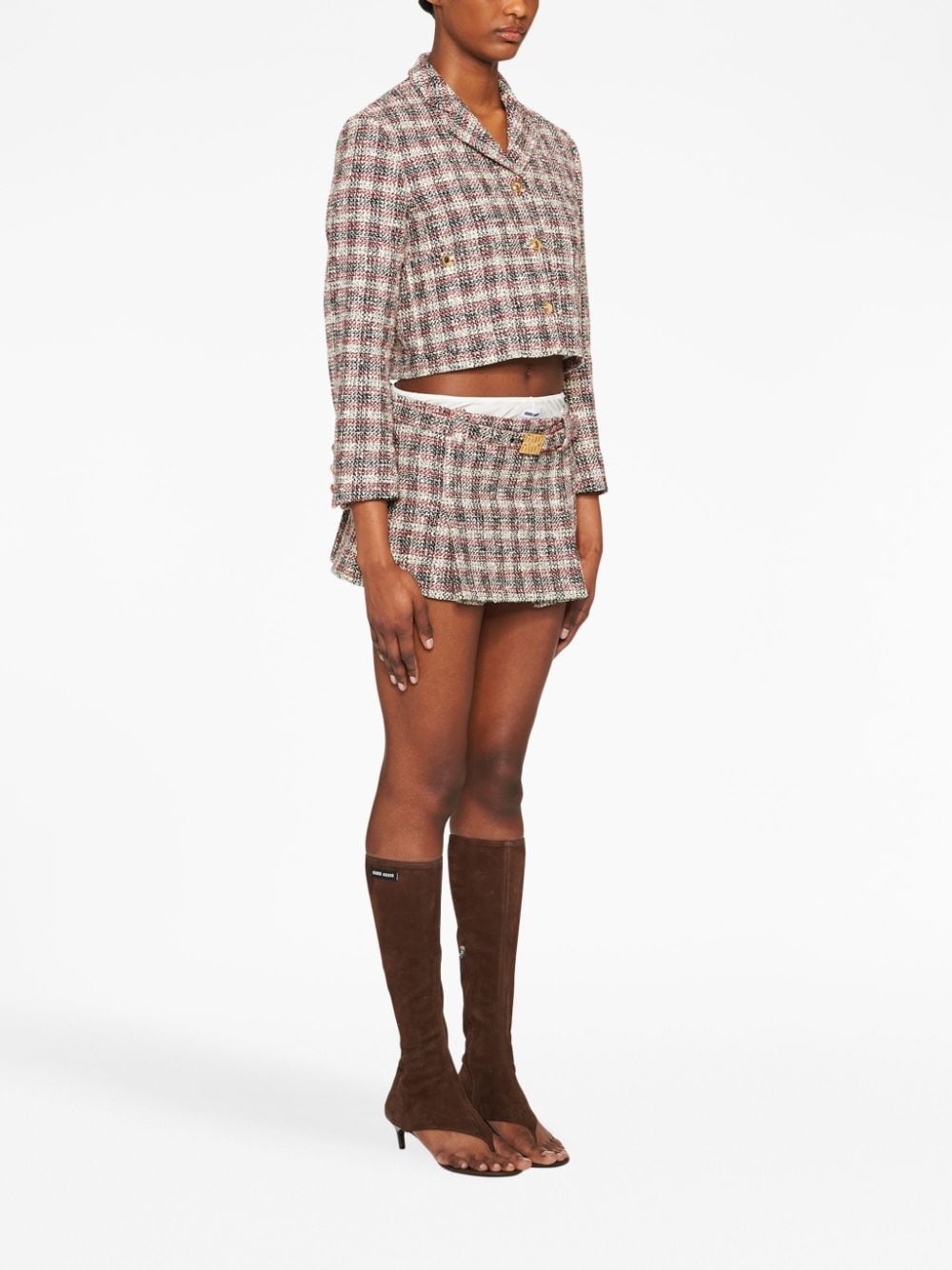 checked single-breasted jacket - 3