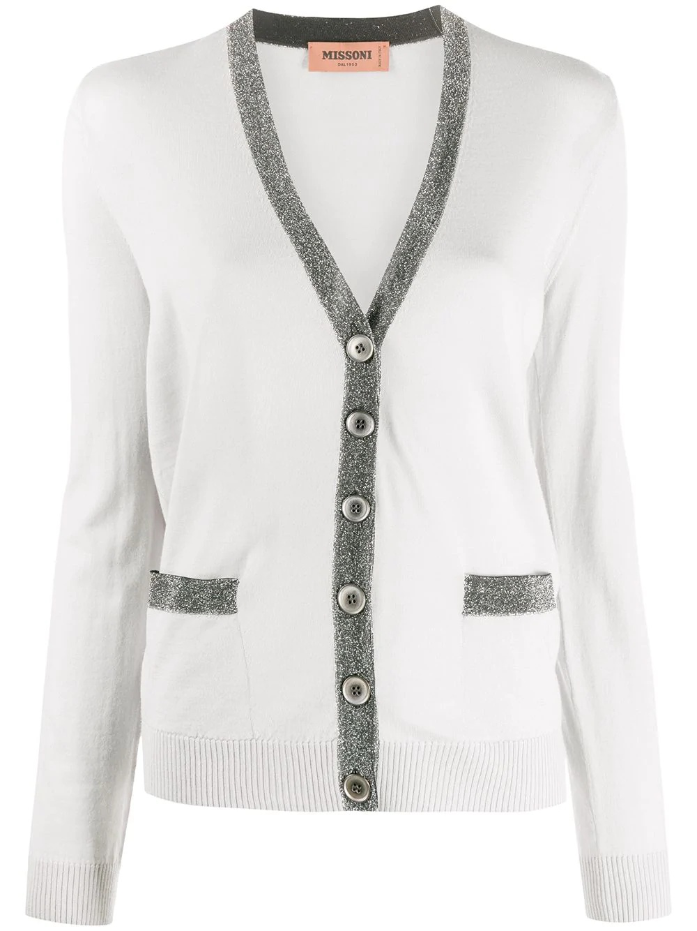 two-tone v-neck cardigan - 1