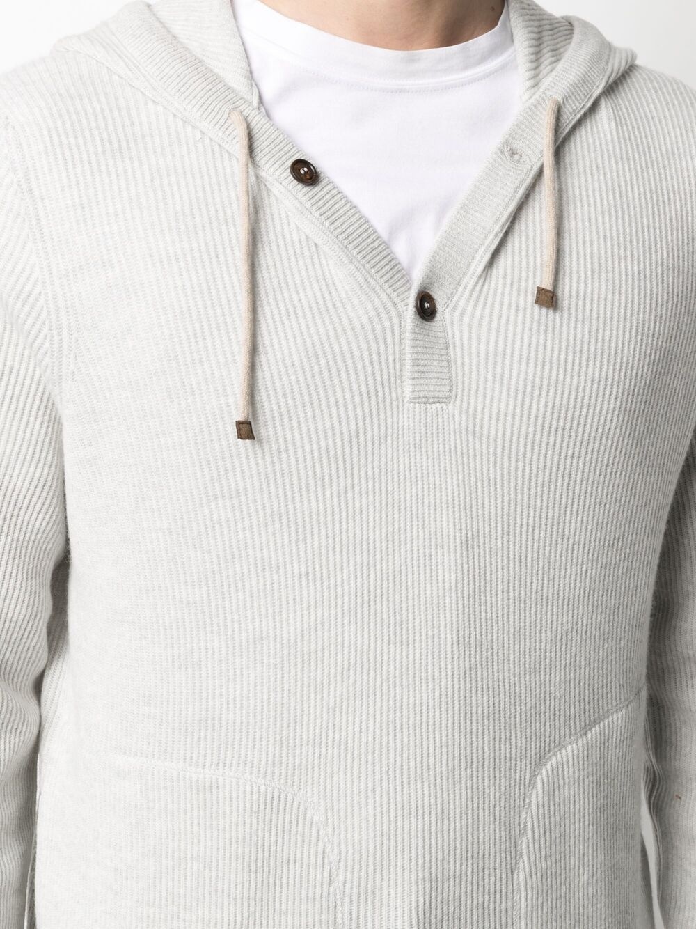 ribbed knit wool-blend hoodie - 5