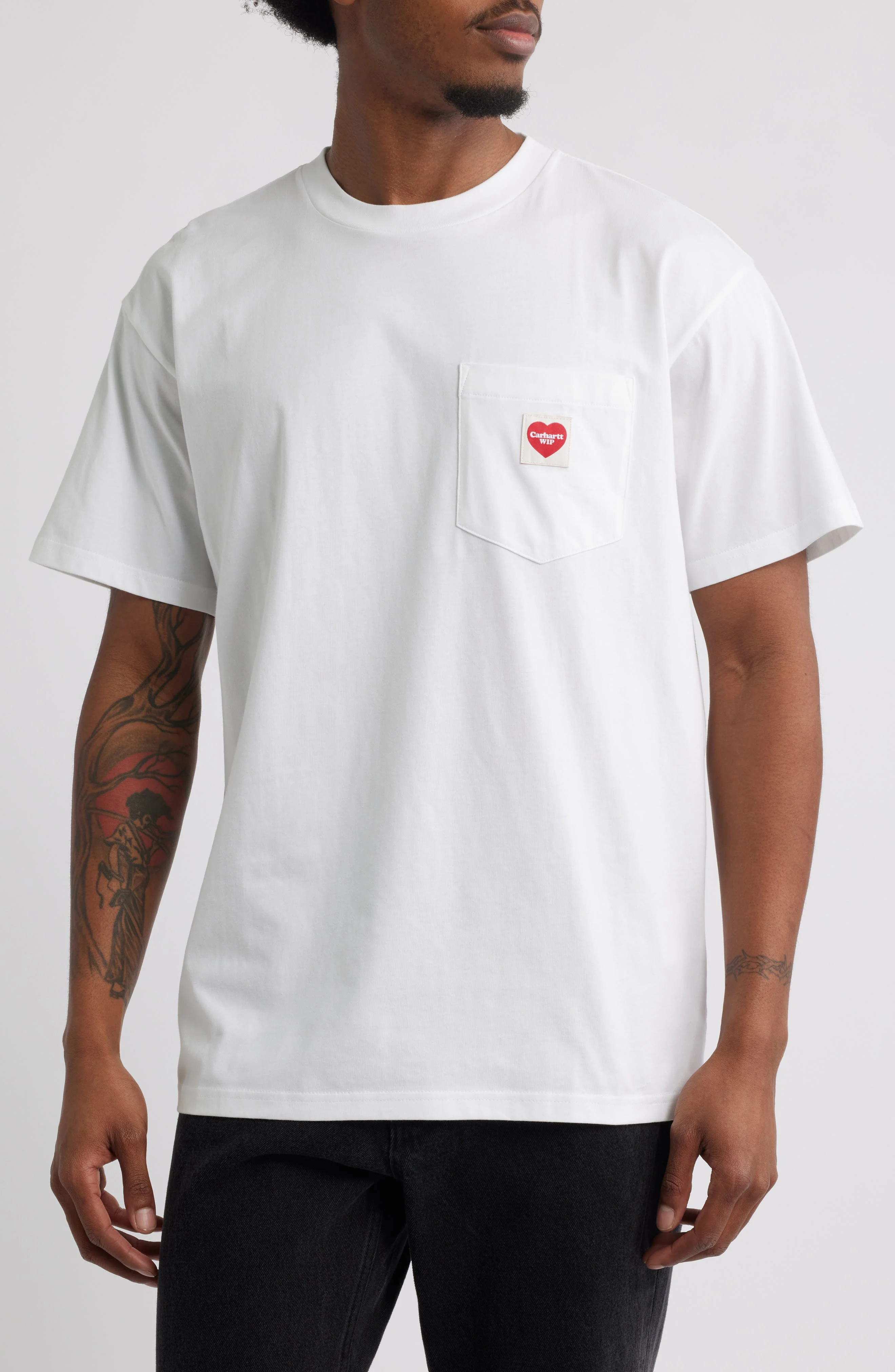 Carhartt Work In Progress Pocket Heart Organic Cotton T-Shirt in White /Red at Nordstrom - 1