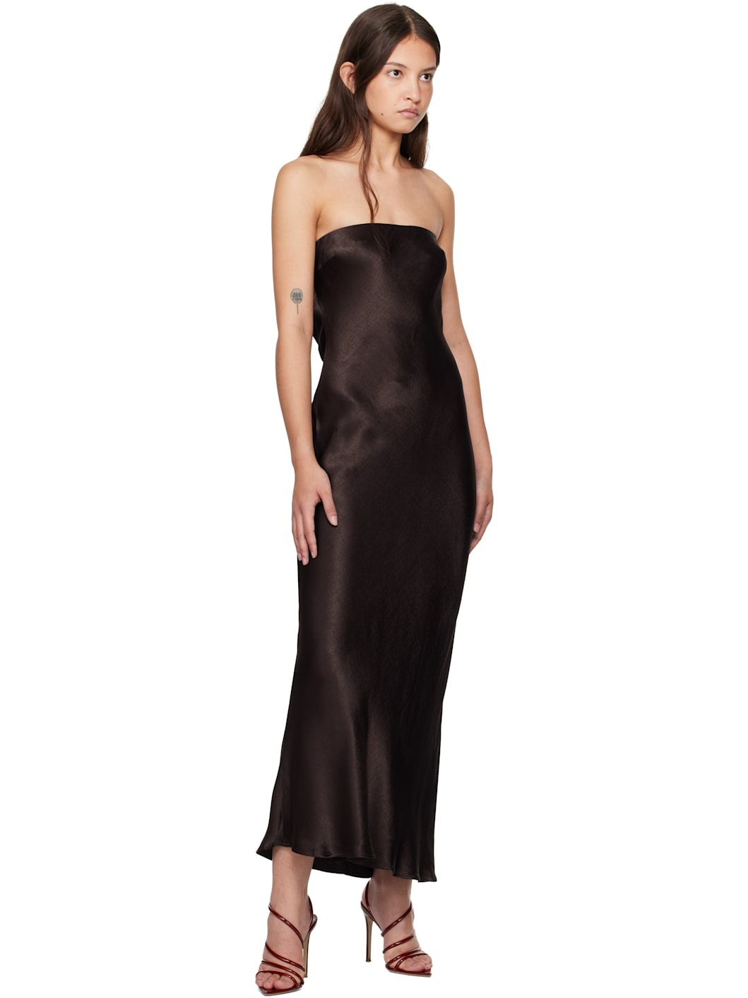 Brown Moon Dance Strapless Maxi Dress - 4