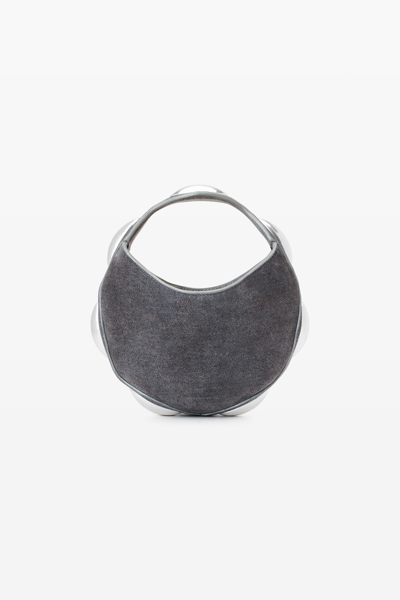 dome circular top-handle bag in trompe-l'oeil denim leather 6
