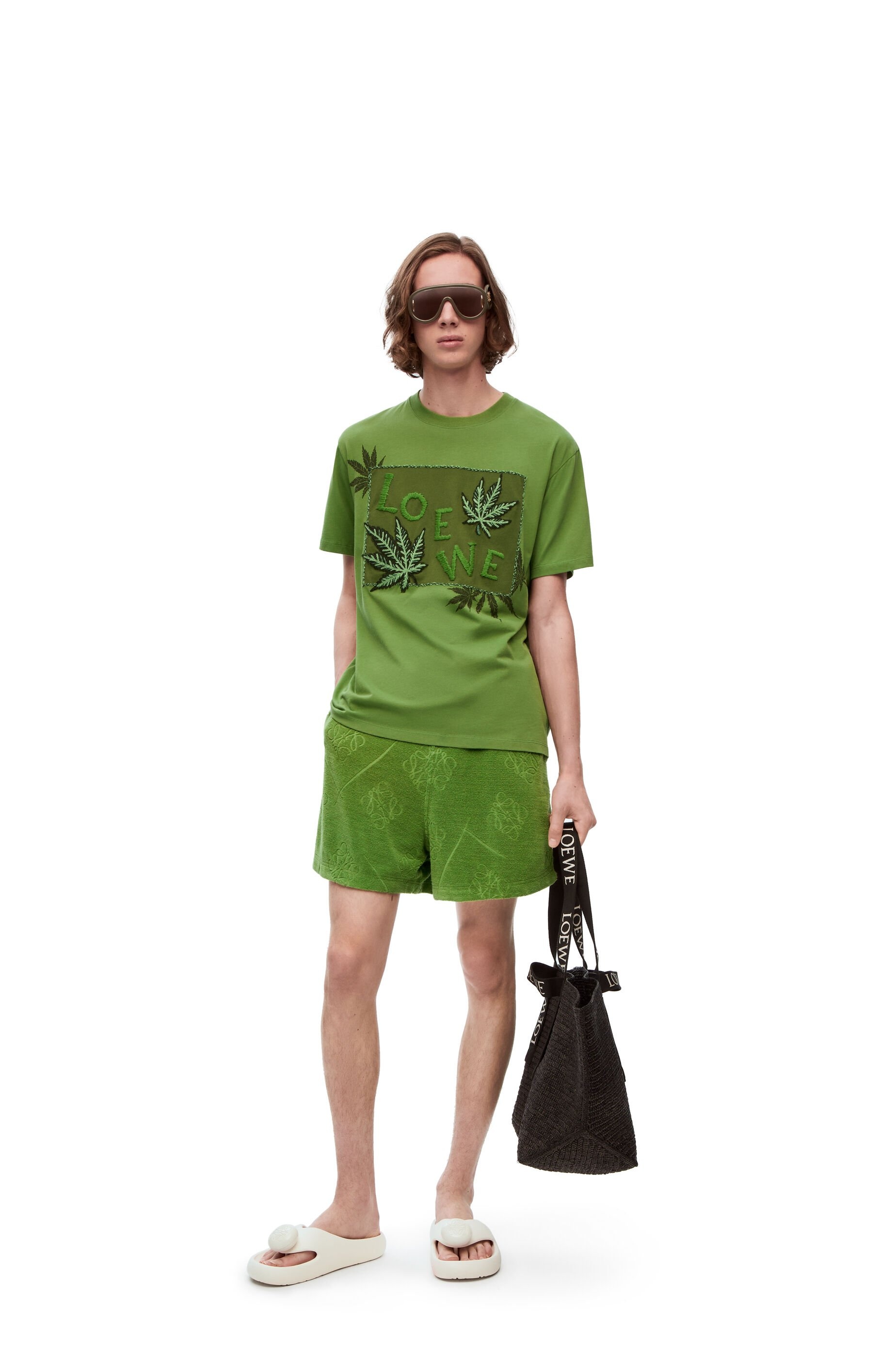 Leaf embroidered T-shirt in cotton - 2