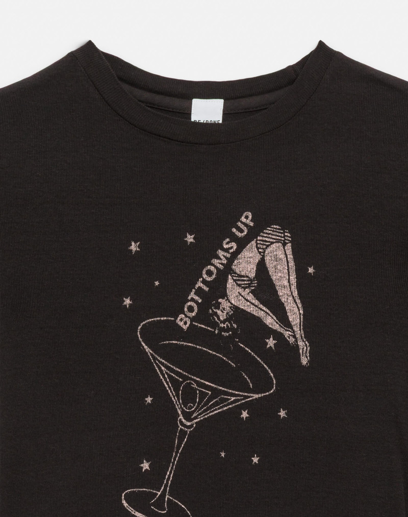 90s Baby Long Sleeve "Bottoms Up" - Washed Black 4
