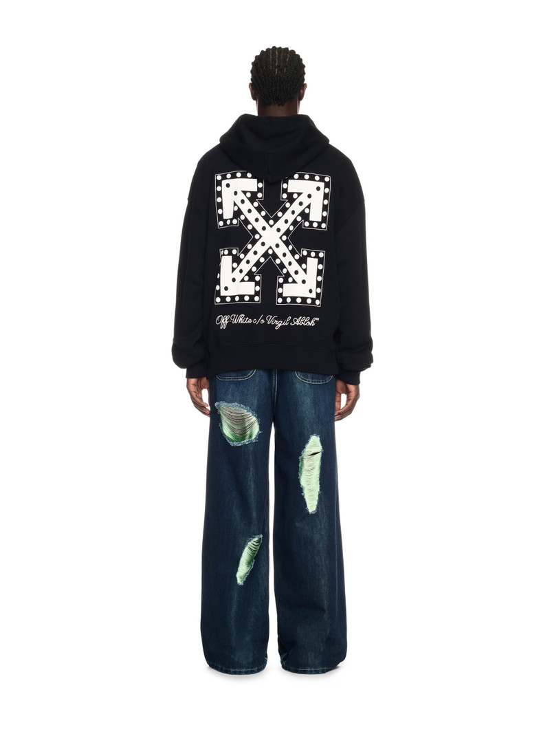 Blue/green Shiny Shredded Wide Jeans 4