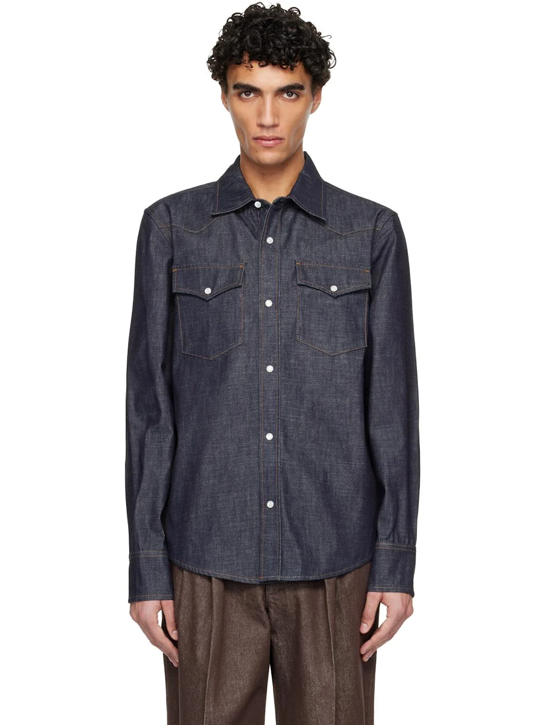 Navy Western Denim Shirt - 1