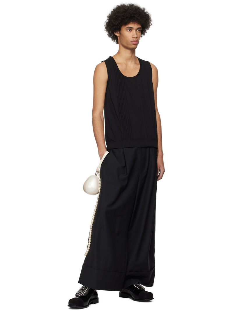 Simone Rocha Black Double-Pleated Tank Top outlook