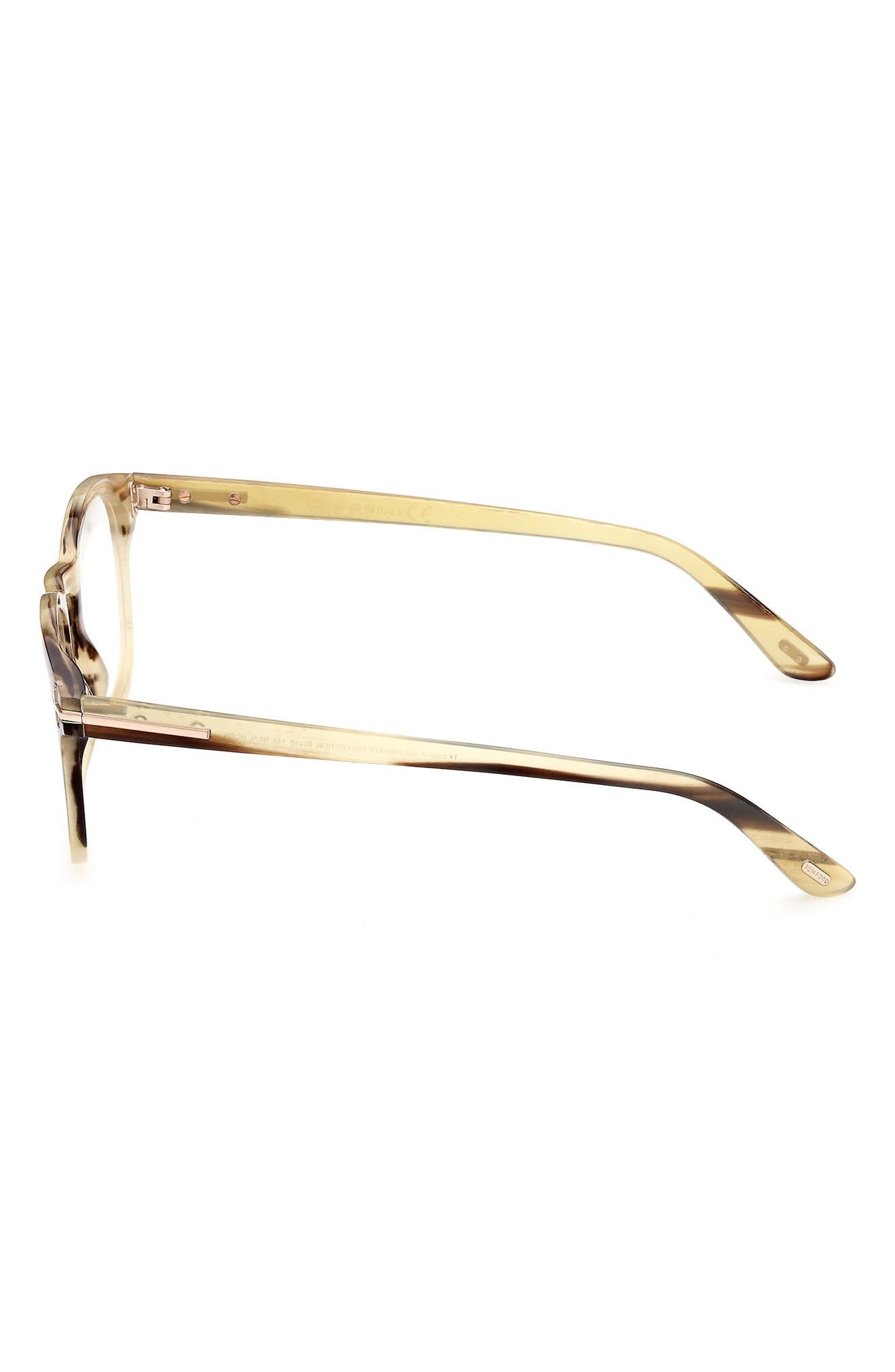 TOM FORD 50mm Square Optical Glasses in Light Brown Striped /T Logo at Nordstrom - 4