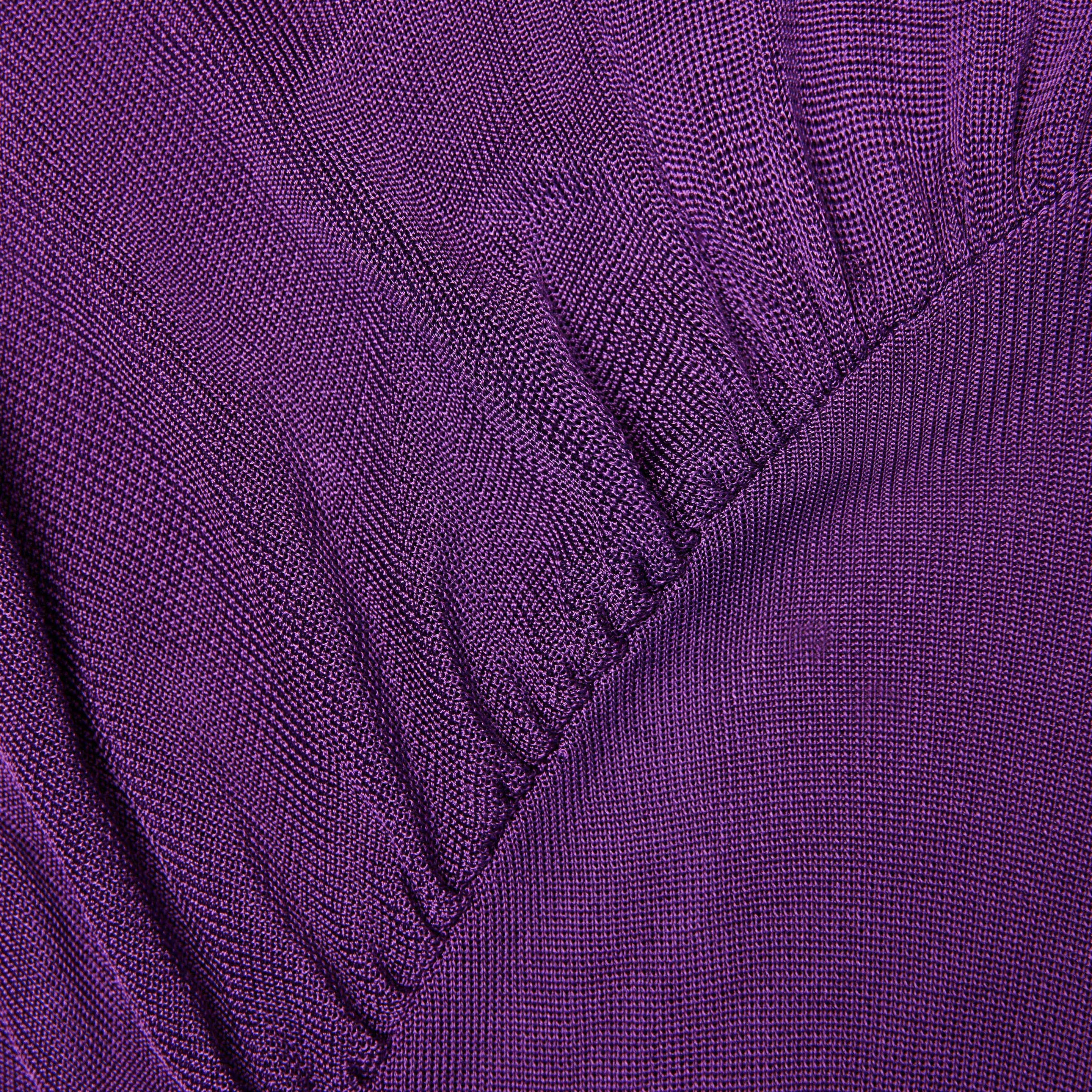 Purple Cut Out Viscose Knit Maxi Dress - 5