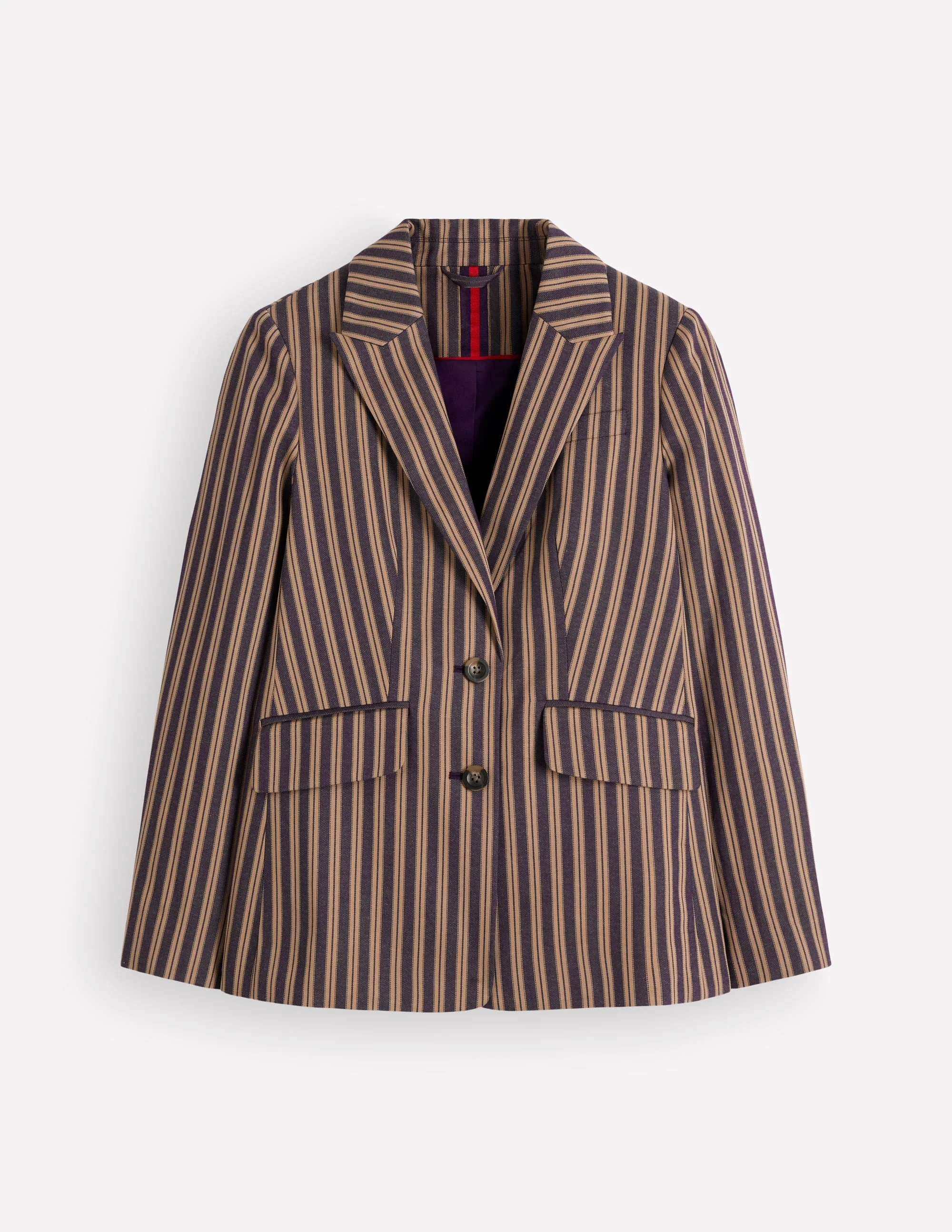 Stamford Tailored Blazer-Navy, Camel Tram Stripe - 1