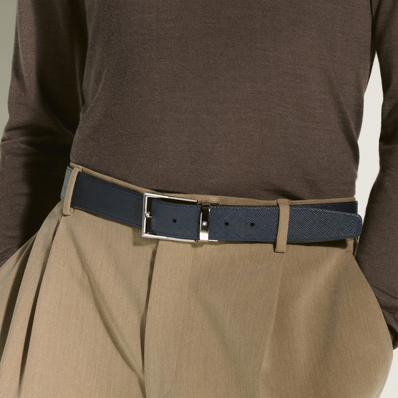 Montblanc Black/blue 35 mm reversible leather belt outlook