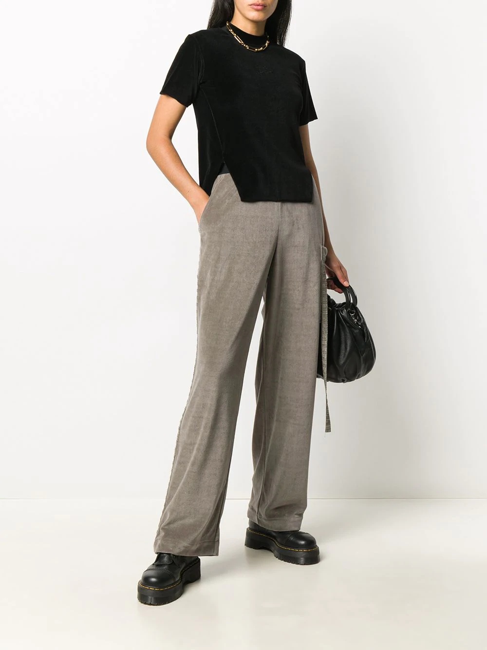 elasticated waist flared trousers - 2