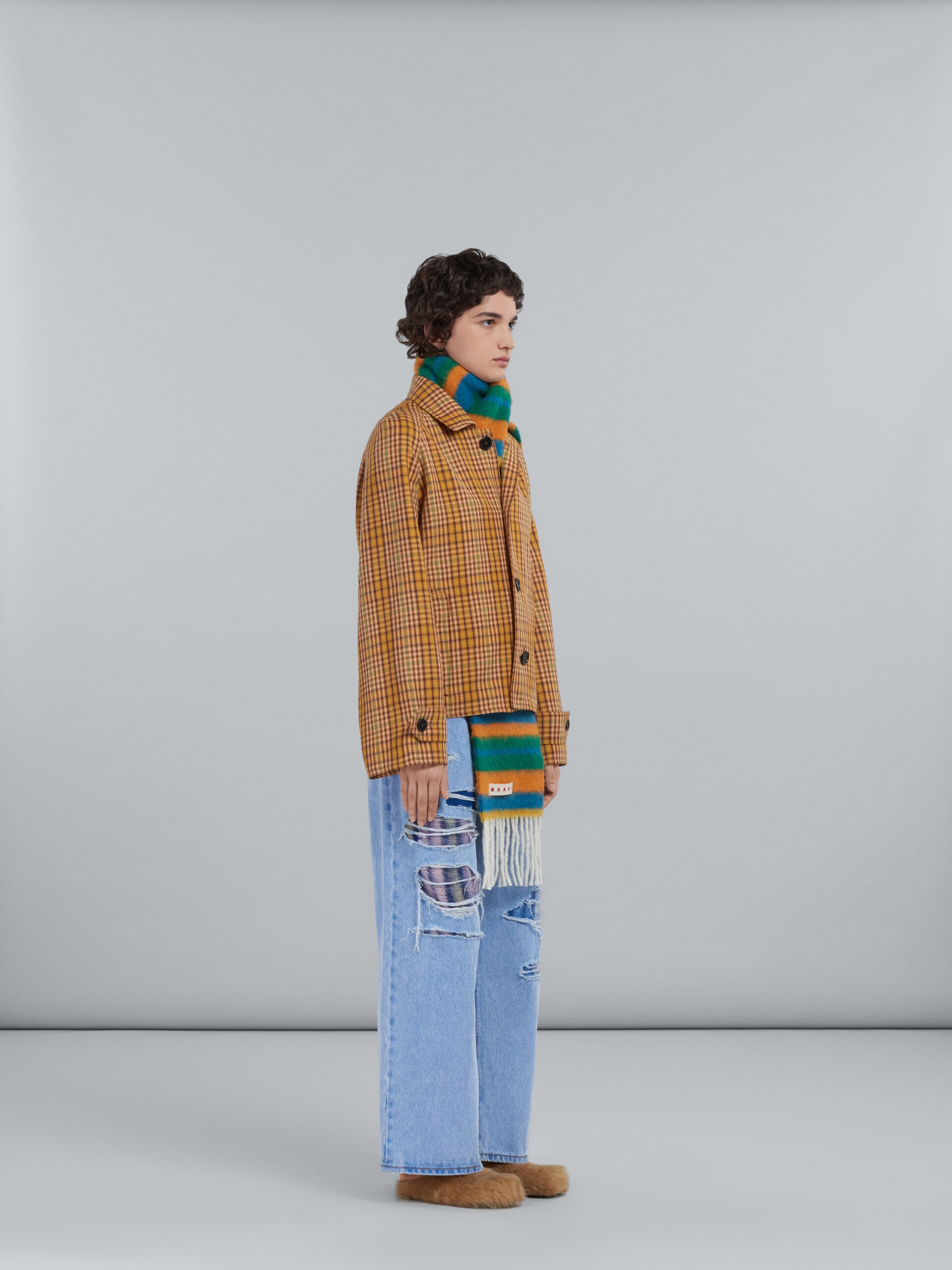 ORANGE CHECK WOOL JACKET - 6
