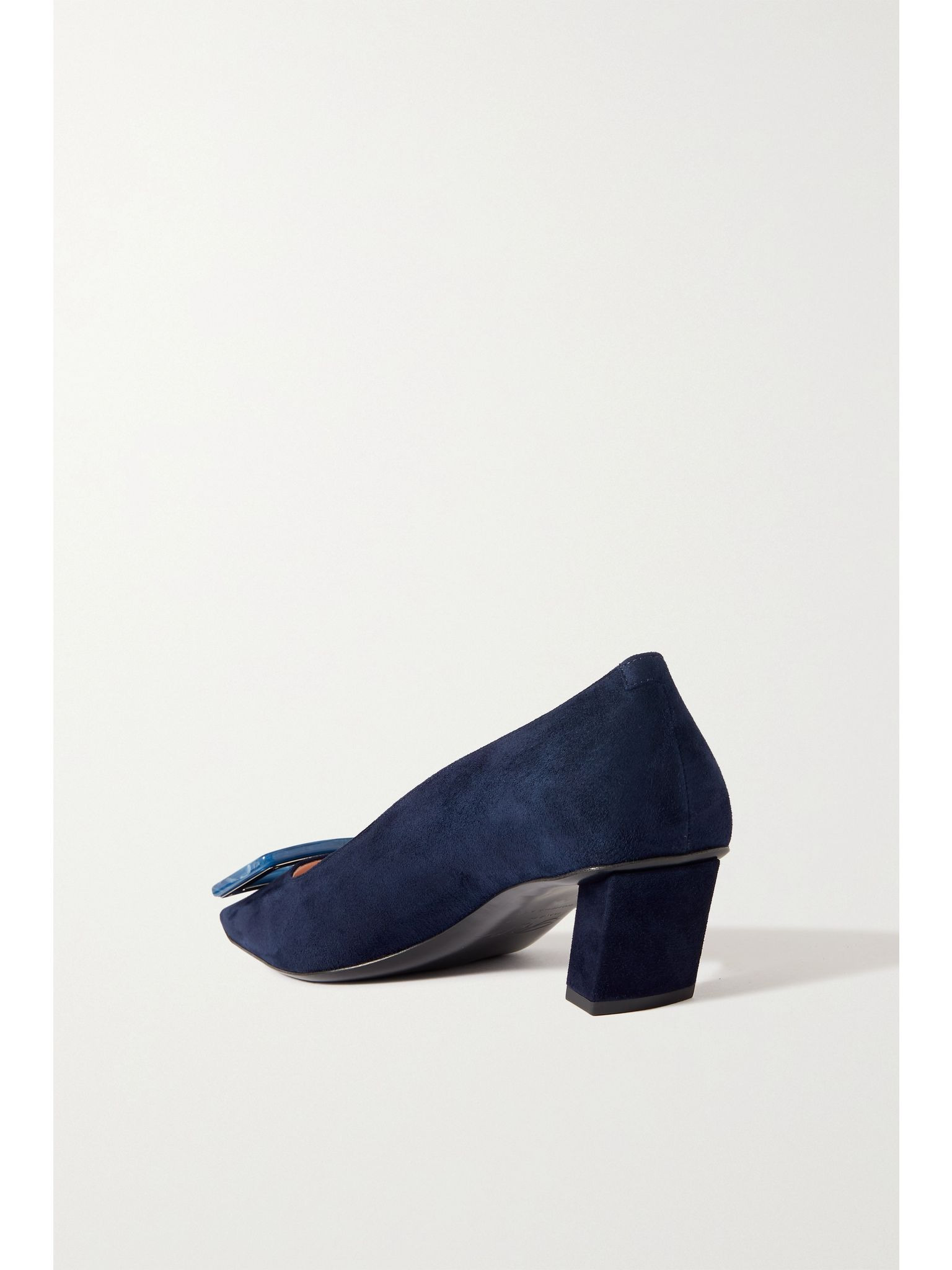 Belle Vivier 45 embellished suede pumps Navy - 3