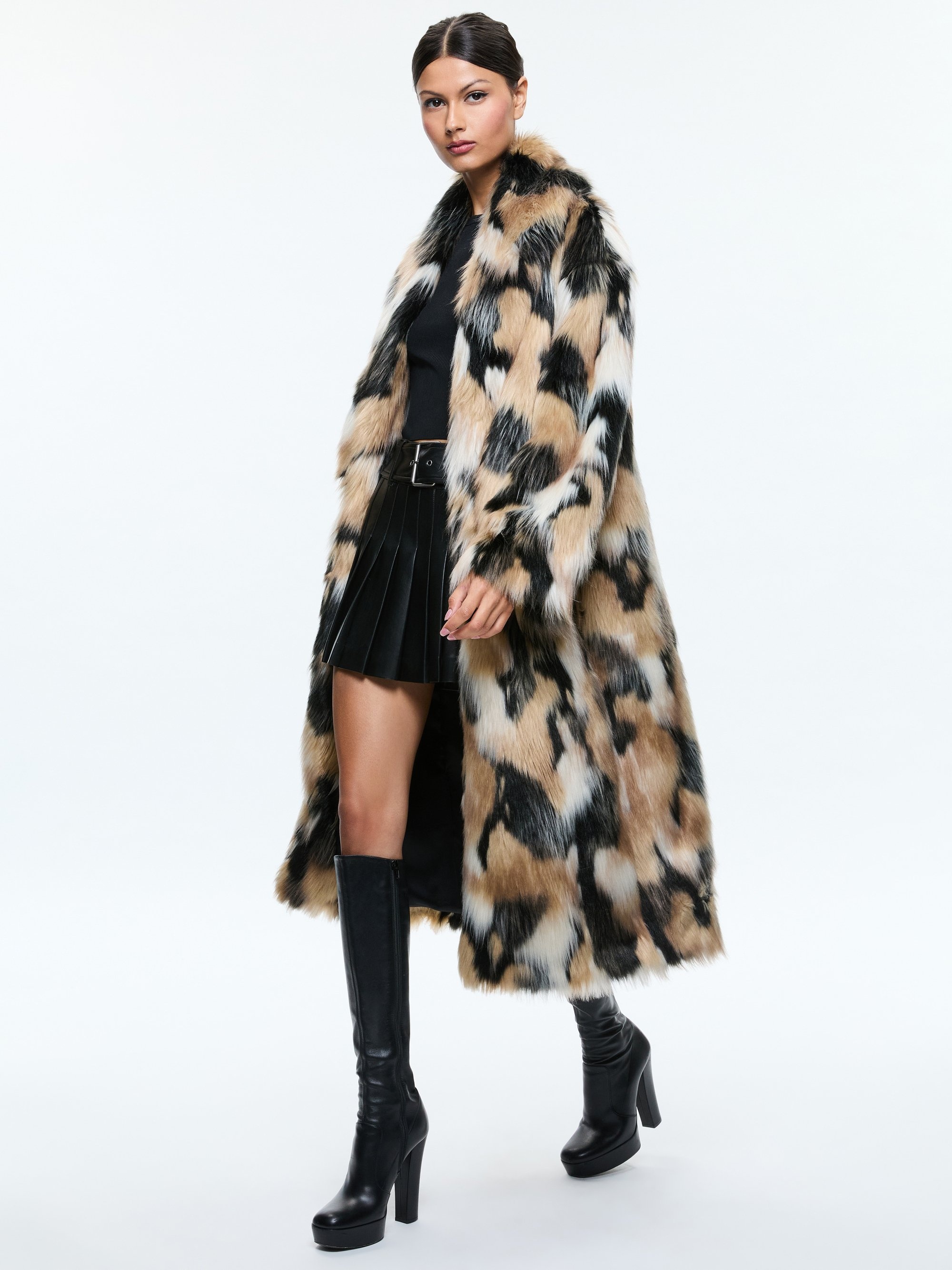 YETTA DROP SHOULDER FAUX FUR MAXI COAT - 3