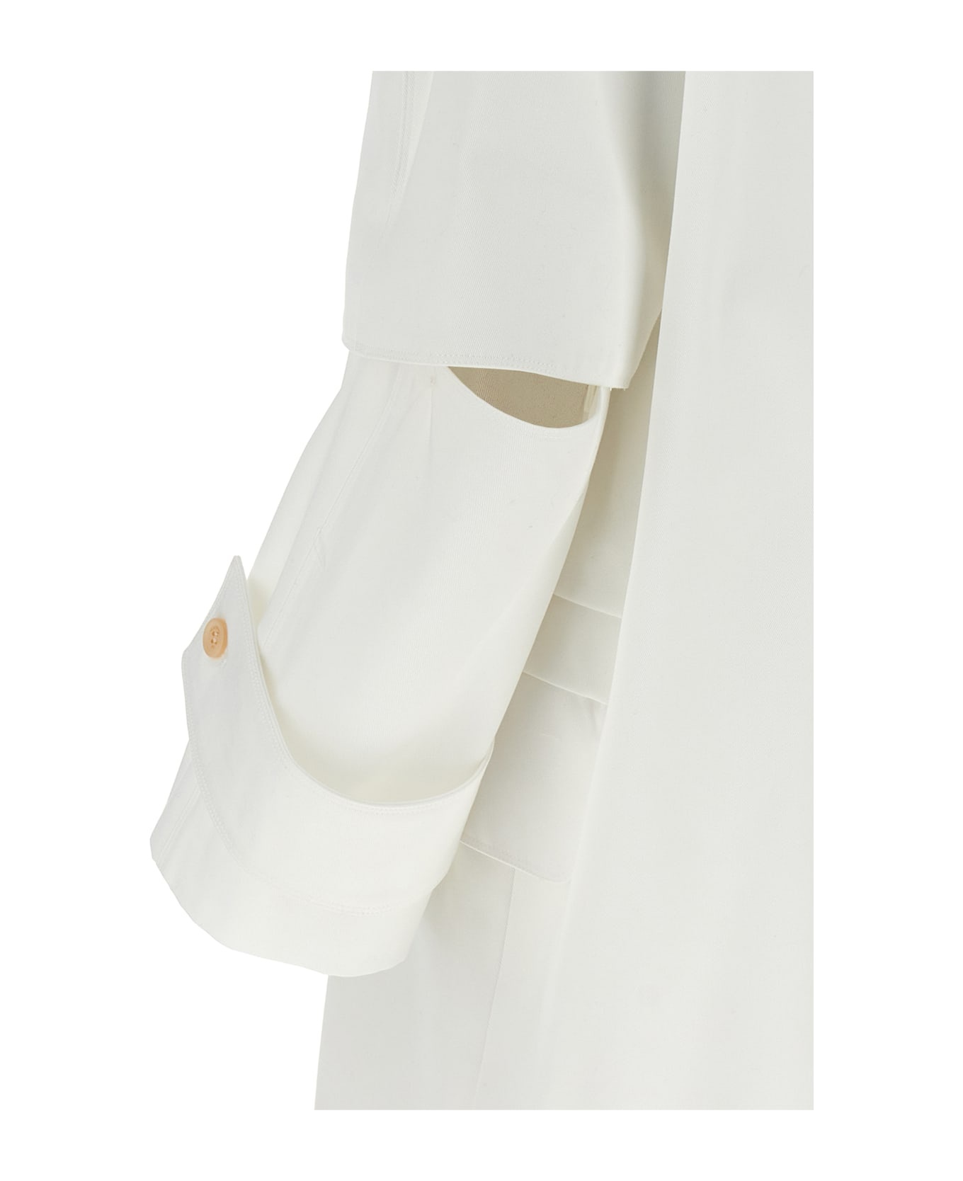 'baba' White Cotton Raincoat - 4