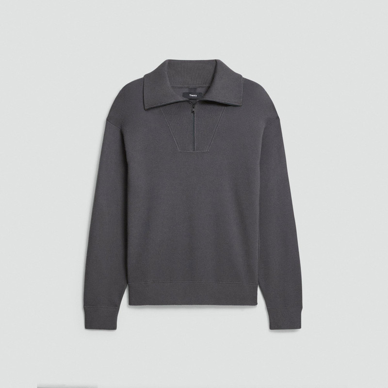 Relaxed Quarter-Zip Sweatshirt in Wool Bilen 1
