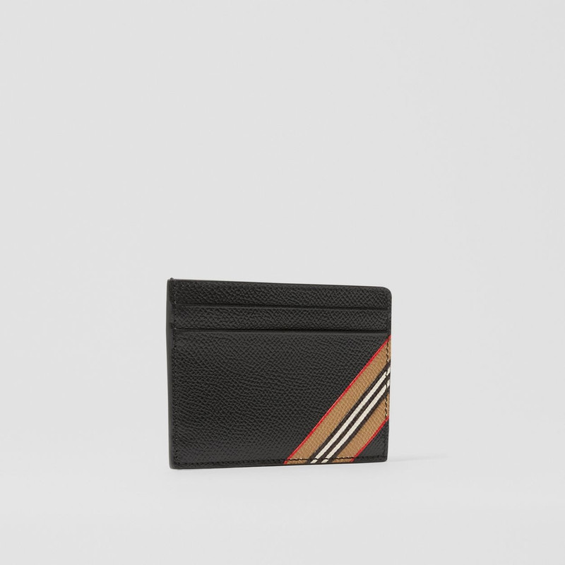 Icon Stripe Print Grainy Leather Card Case 3