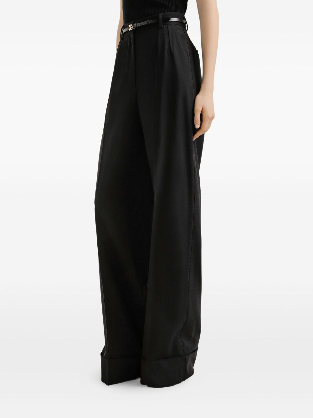 pleated wide-leg trousers - 4