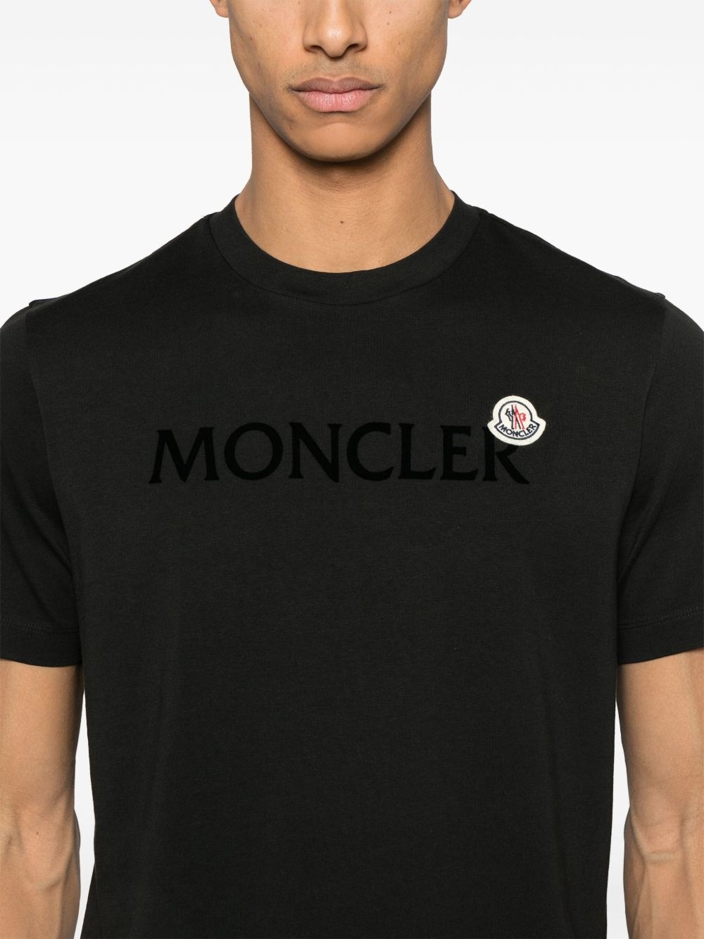 flocked-logo cotton T-shirt - 4