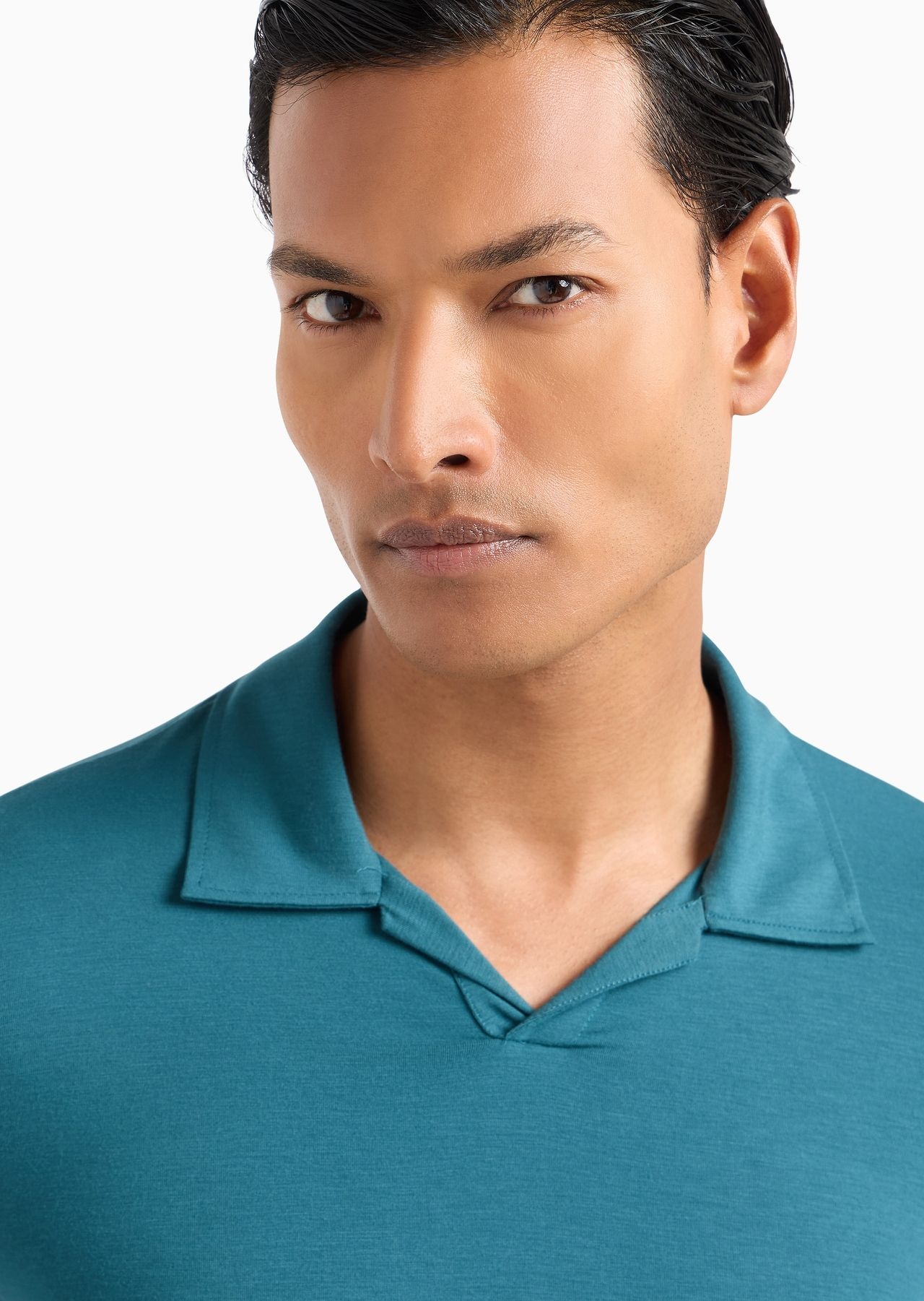 Stretch viscose jersey short-sleeved polo shirt - 9