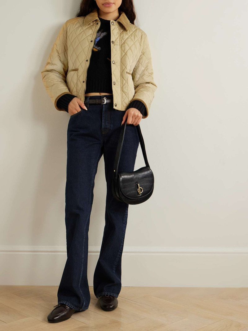 Burberry Cotton-corduroy-trimmed quilted shell jacket Tan outlook