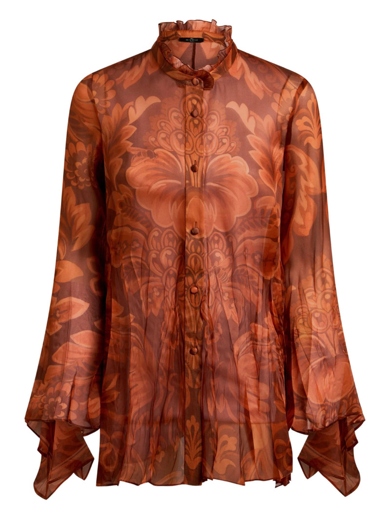 Etro Pleated Floral-print Shirt 1