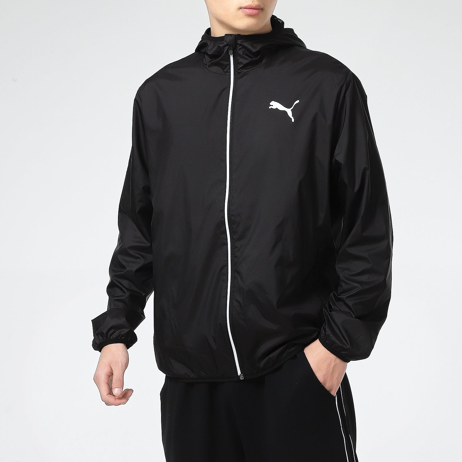 Puma Essentials Solid Windbreaker Jacket 'Black White' 588786-01 - 5