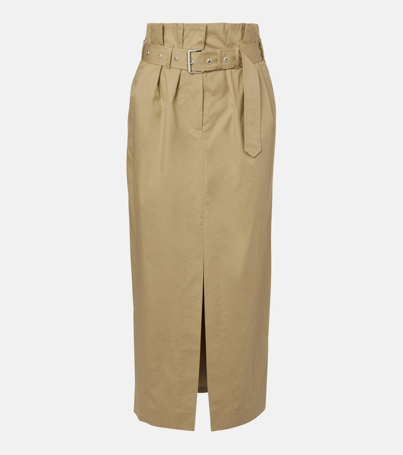 Belted pleated cotton midi skirt - 1