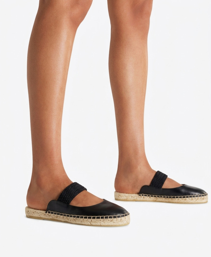 Siena Black Leather Flat Mules 5