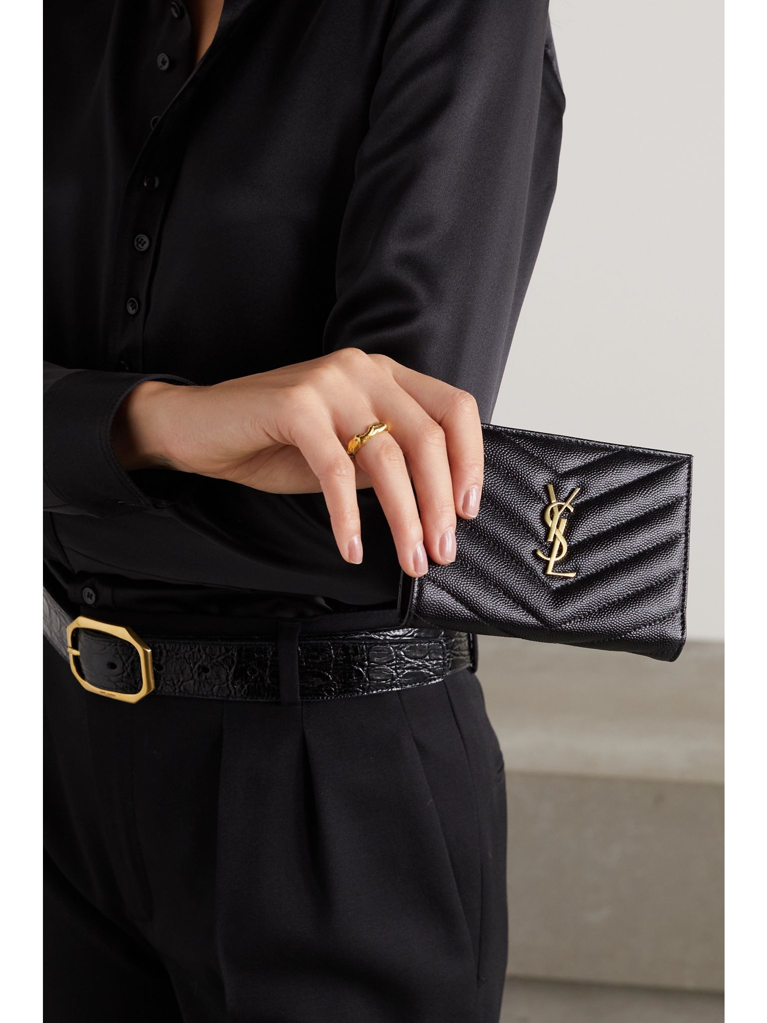 Cassandre quilted textured-leather wallet Black - 2